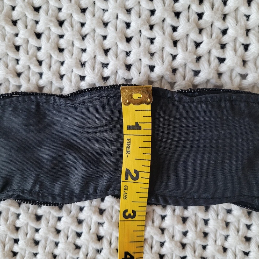 La Regale Vintage Black & Silver Beaded Belt With Velcro Fastener